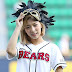 f(x)'s Luna threw the opening pitch for the game between Doosan Bears and LG Twins
