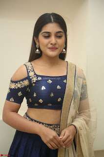 Niveda Thomas in Lovely Blue Cold Shoulder Ghagra Choli Transparent Chunni ~  Exclusive Celebrities Galleries 025