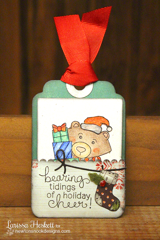 Bear Christams tag by Larissa Heskett for Newton's Nook Designs - Winston's Home for Christmas Stamp set