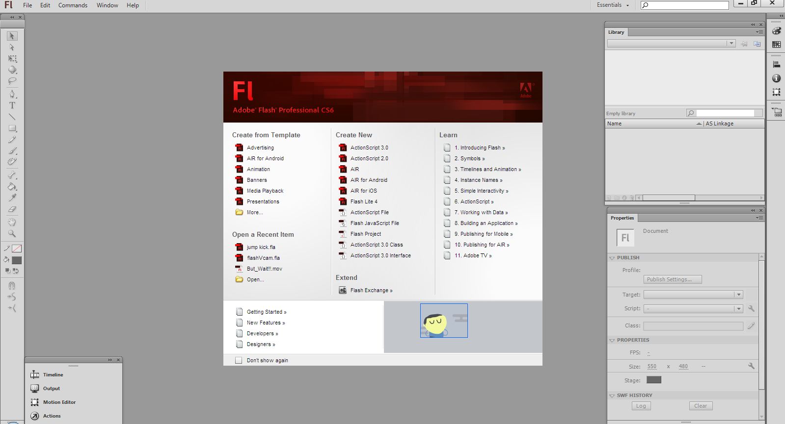 Как изменить цвет окна Flash cs6
