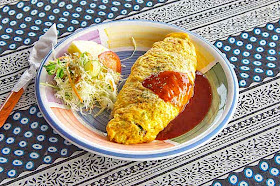 Omurice,omelete, rice, vegetables