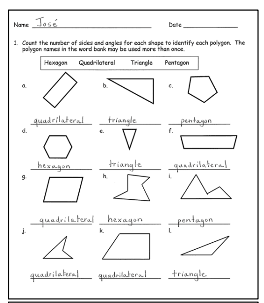 fifth grade shapes worksheet