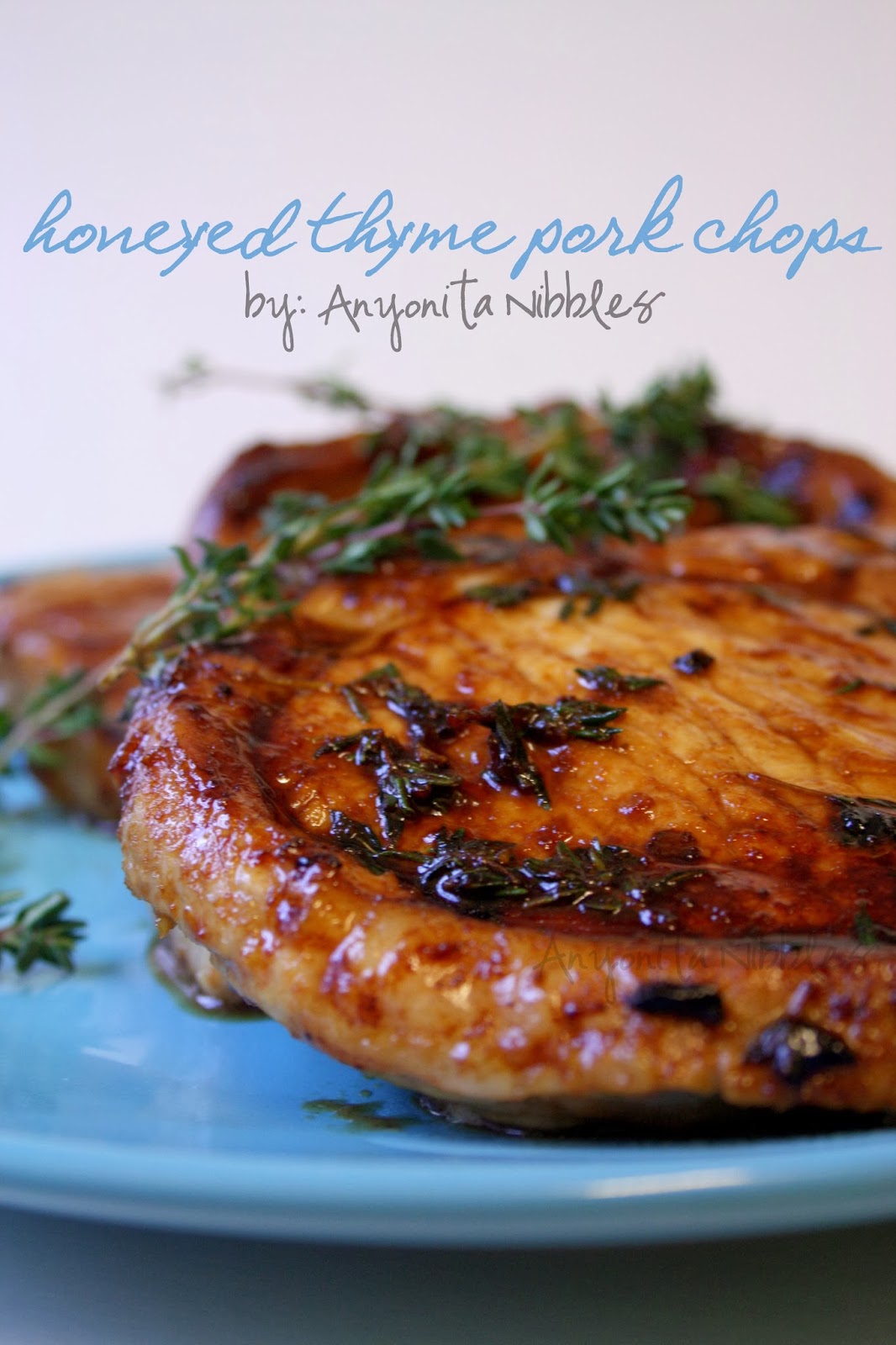 Honeyed Thyme Pork Chops made with orange juice, mustard and fresh thyme