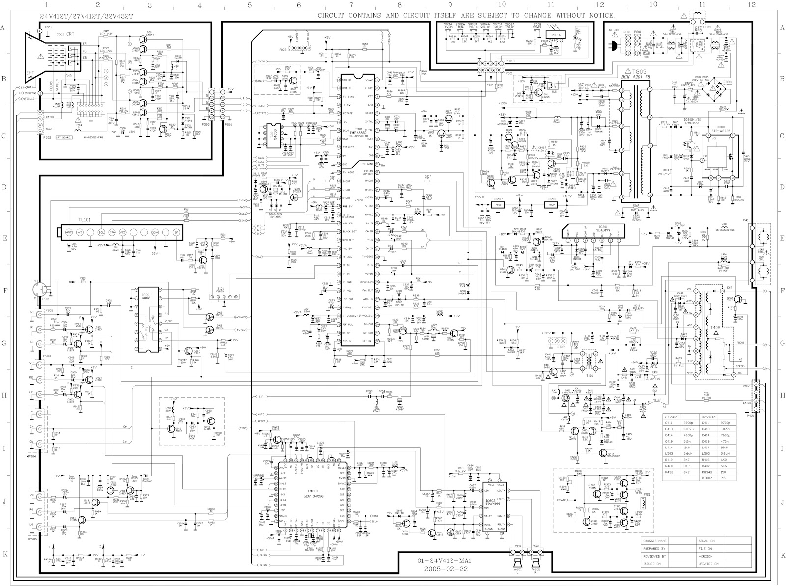 manguonblog: RCA 24V12T – RCA 27V412T – RCA 32V432T – CRT TV schematic