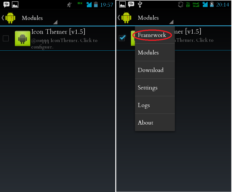 centang module icon themer Cara Merubah/Ganti Tampilan Icon Theme Android