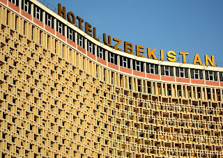 Facade of Hotel Uzbekistan Image courtesy Wayne Diamond