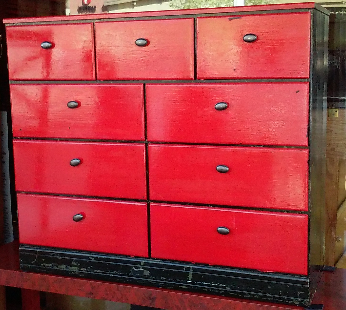 Uhuru Furniture Collectibles Sold 9 Drawer Red Black Painted