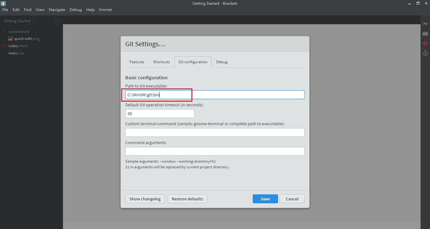 Brackets 編輯器(Editor) 與擴增套件的安裝