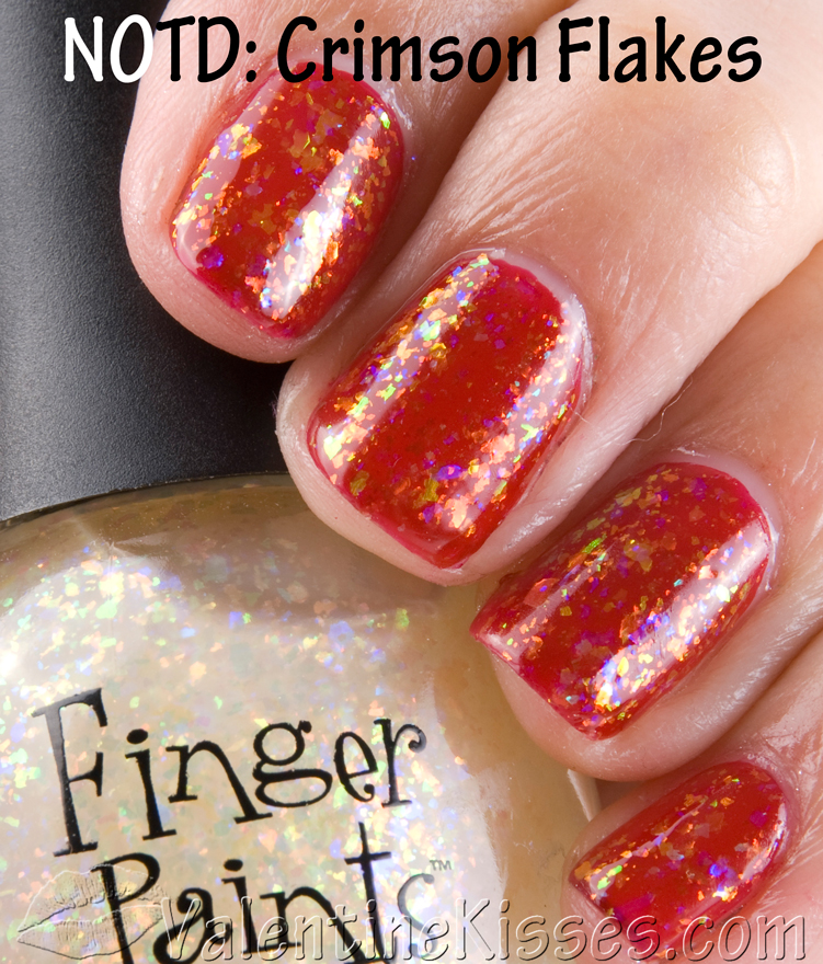 Valentine Kisses: NOTD: Crimson Flakes -- shiny & matte