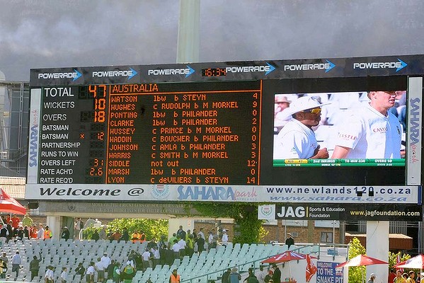 Aussies all out scoreboard cricket47 runs