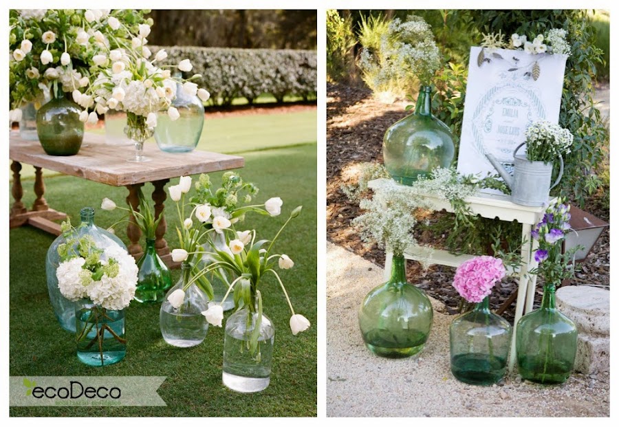 Damajuanas con flores