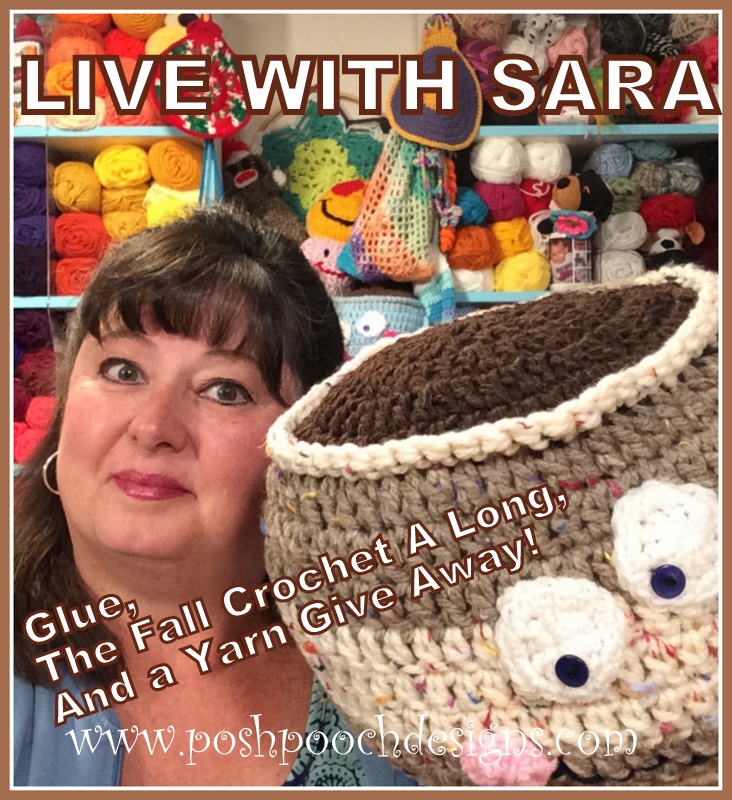 Posh Pooch Designs Live With Sara Glue, Crochet Along and Yarn Give Away Posh Pooch Designs