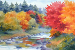 watercolor autumn paintings fall painting glory landscape oil october zeh flying cool local birds portrait