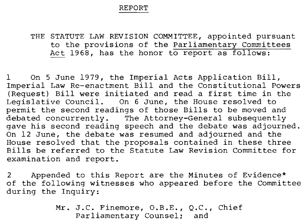 MIKIPEDIA LAW BLOG STATUTE LAW REVISION COMMITTEE REPORT ON THE