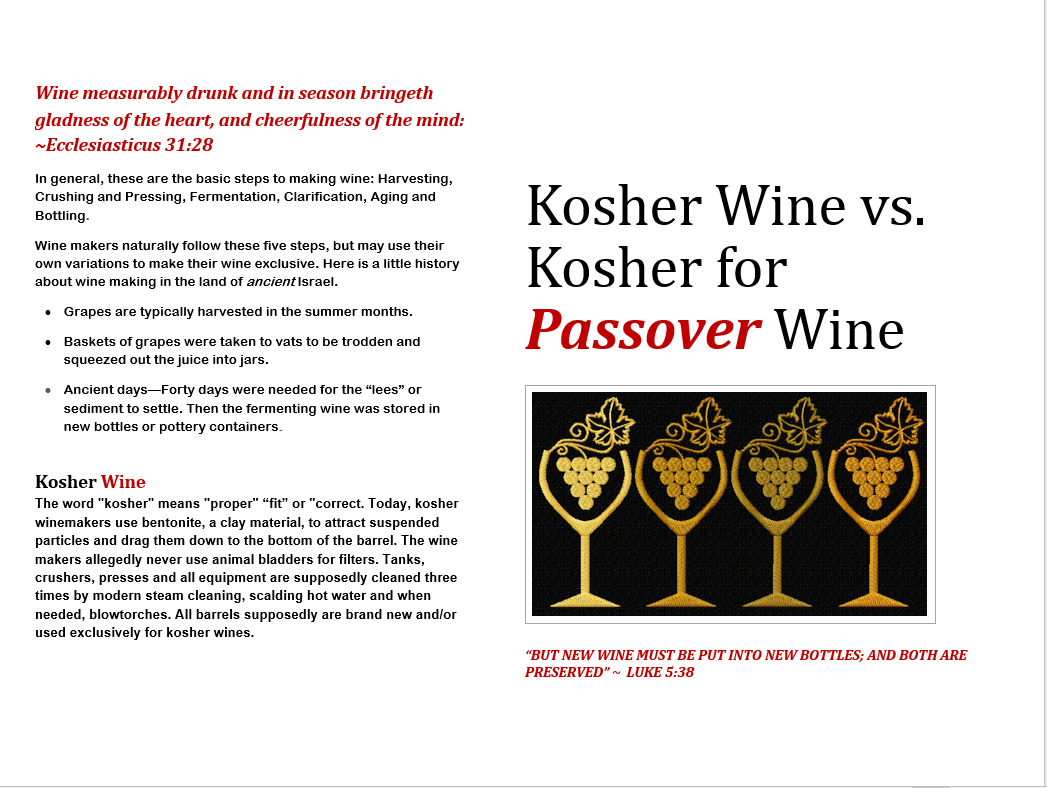 YHWH'S GIRLZ The Importance of Wine Kosher for Passover