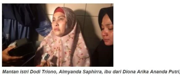 gambar mantan istri dodi triono, almyanda saphirra, ibu dari diona arika ananda putri