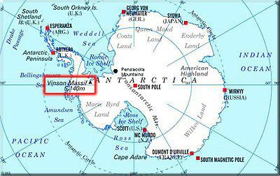 массив винсон на карте антарктиды