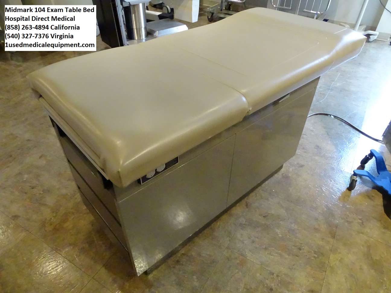 The examination table is used for OB-GYN exams, general medicine and in  hospitals for medical exams. Call for pricing or to order Midmark - Ritter  104 table ...