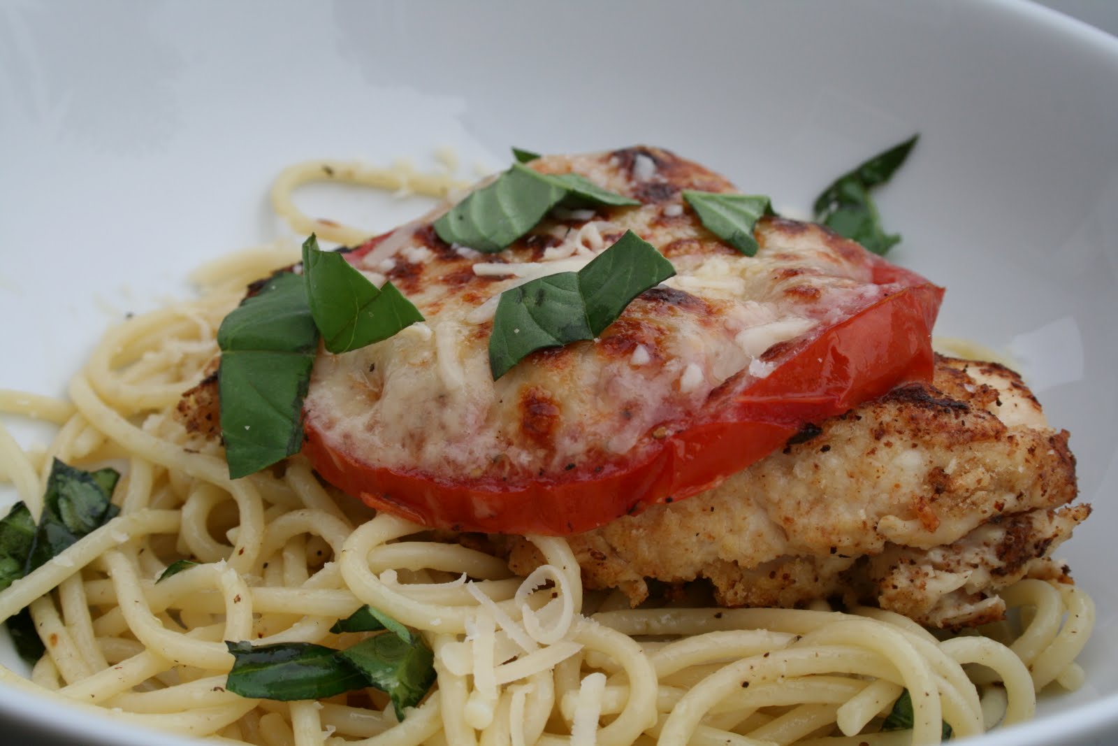 My Happy Meals Parmesan Crusted Chicken with Broiled Cheesy Tomatoes