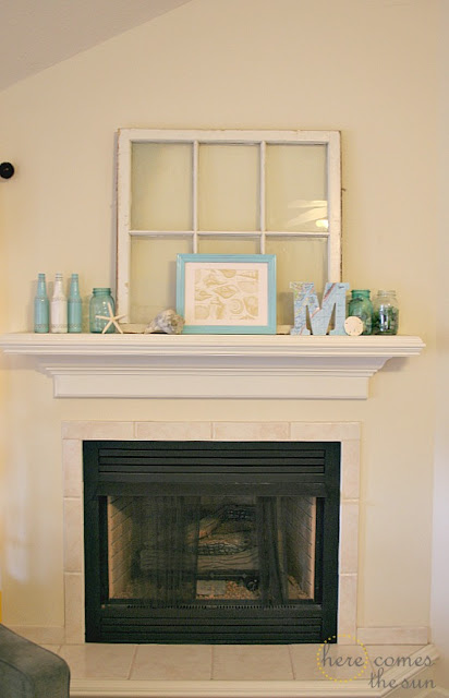 Beach Themed Summer Mantel