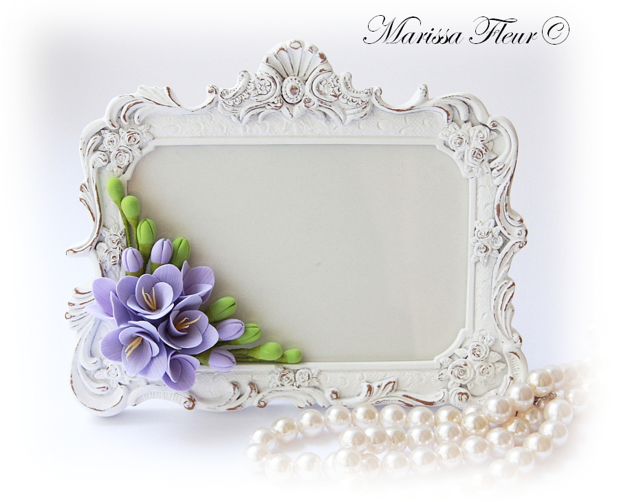 A Touch Of Beauty... Photo Frame And Tea Cup With Freesias