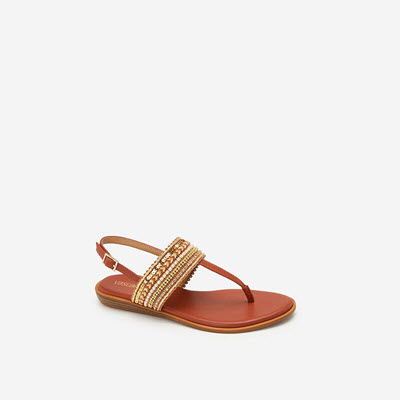 Giày Sandal Quai Ngang Họa Tiết Thổ Cẩm - SDK 0310 - Cam Đậm