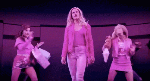 A gif of the plastics from Mean Girls