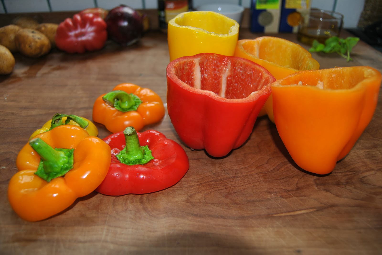 my vegan food diary: gefüllte Paprika mit Kürbis-Kartoffelfüllung