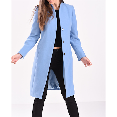 Γυναικείο παλτό μακρύ με μεταλλικό κούμπωμα