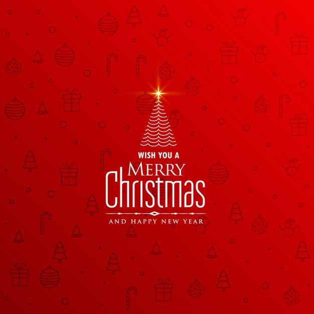 Elegant red christmas background with creative tree design Free Vector