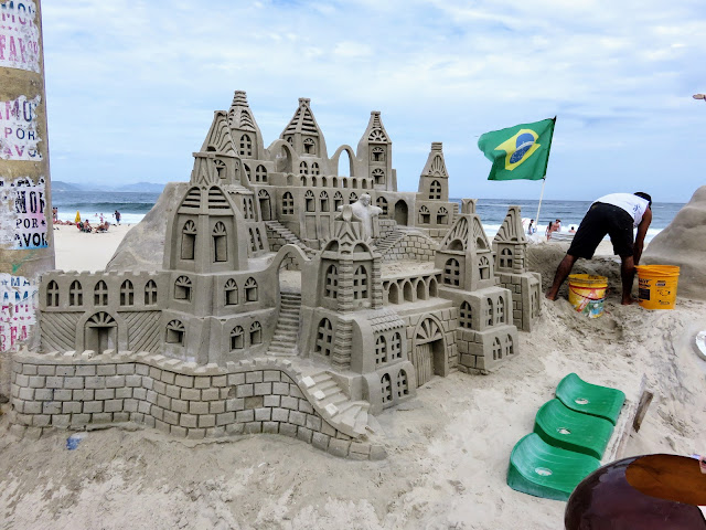 Sandcastle on Copacabana Beach in Rio de Janeiro Brazil