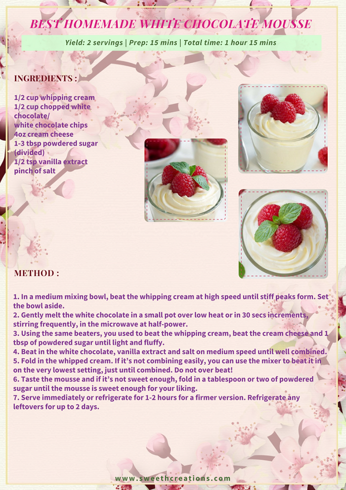 BEST HOMEMADE WHITE CHOCOLATE MOUSSE RECIPE