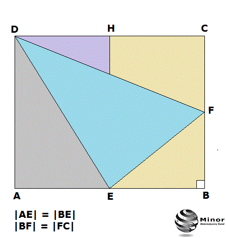 Na boku AB i BC prostokąta ABCD  wyznaczono punkty E i F w połowie ich długości. Oblicz stosunek pola trójkąta EFD do pola prostokąta ABCD.