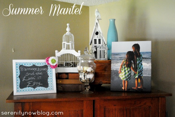 Decorating a Summer Mantel (when you don't have a mantel), Serenity Now blog