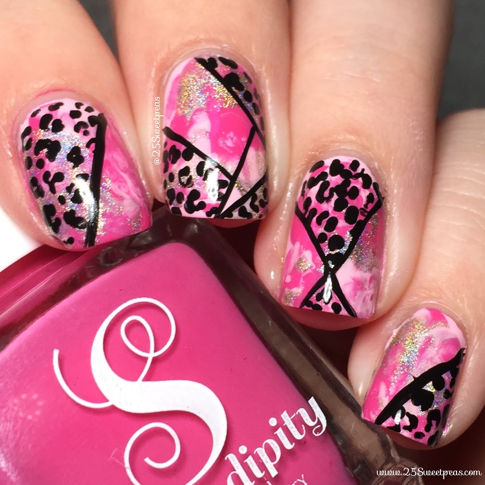 Abstract Valentines Cheetah Nails 25 Sweetpeas