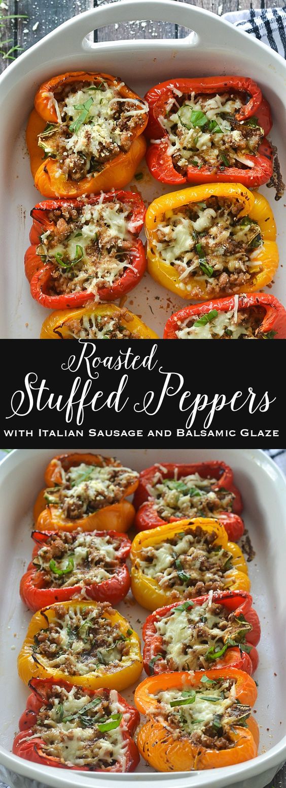 Roasted Stuffed Peppers with Italian Sausage and Balsamic Glaze Smart