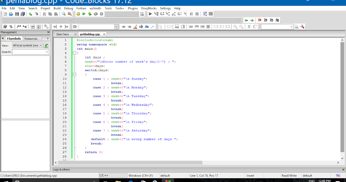 C++ Program to input number of week's day(17) and translate to its