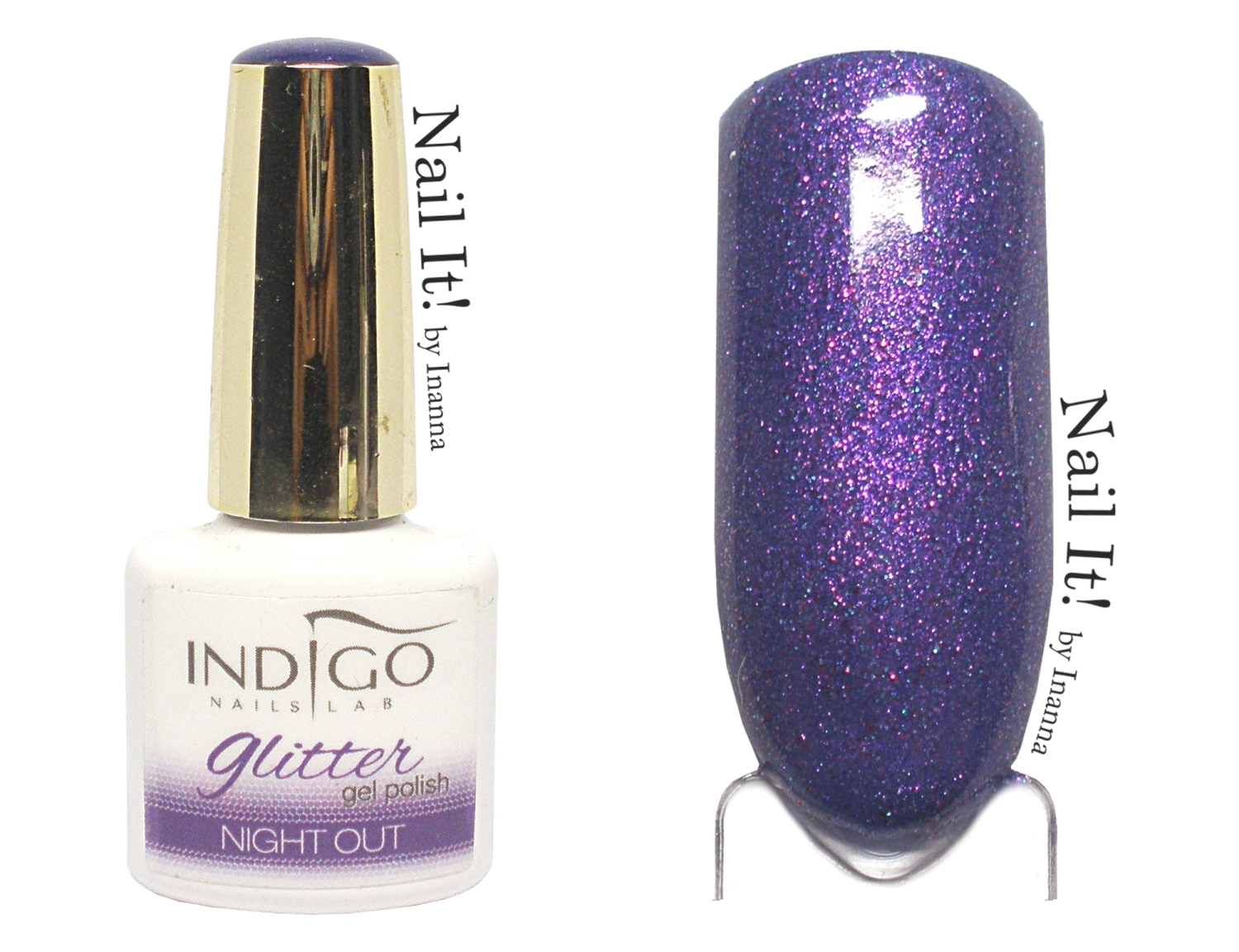 Indigo Nails Gel Polish Glitter swatches of 8 shades (Rich Girl
