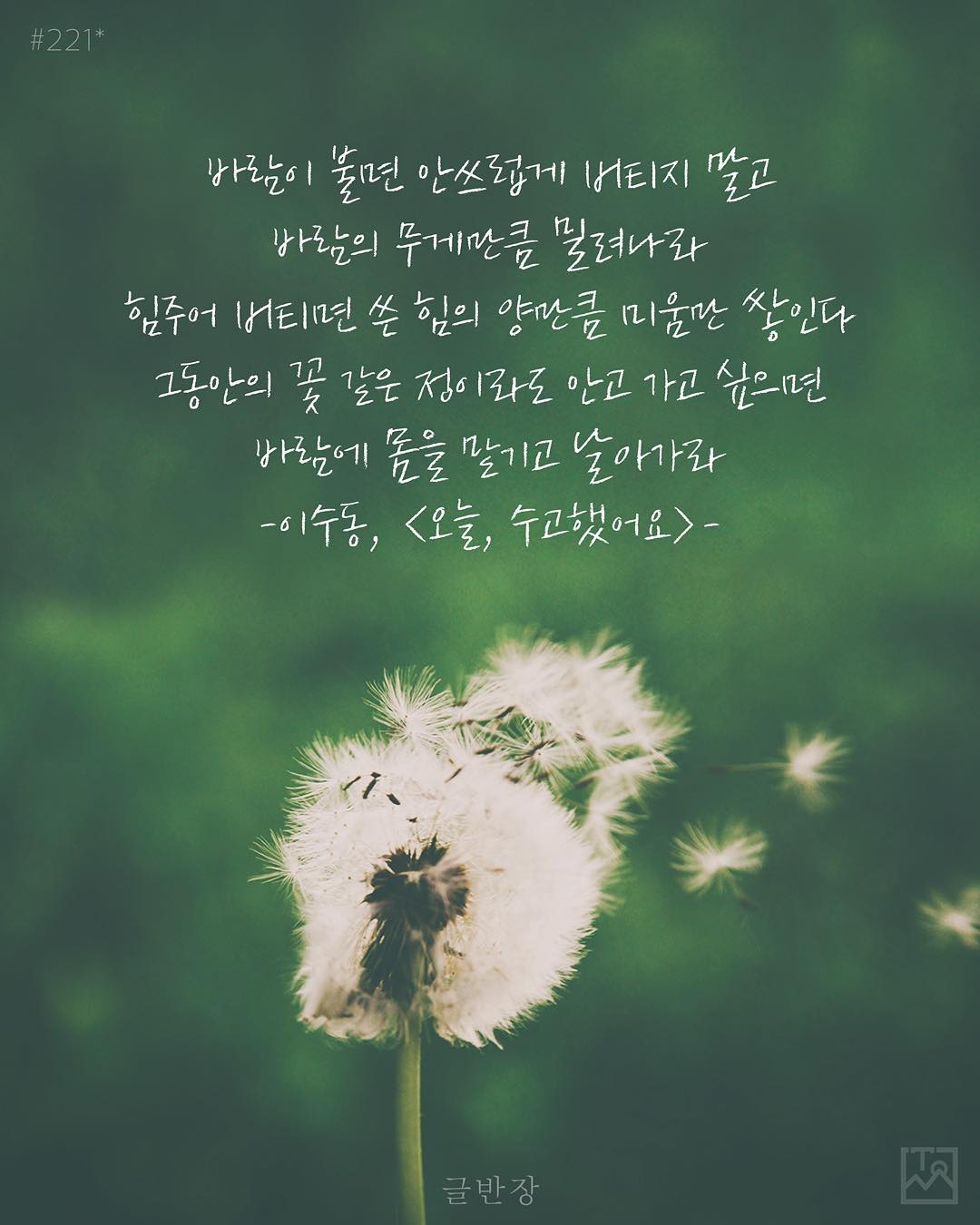 바람이 불면 - 이수동, <오늘, 수고했어요>