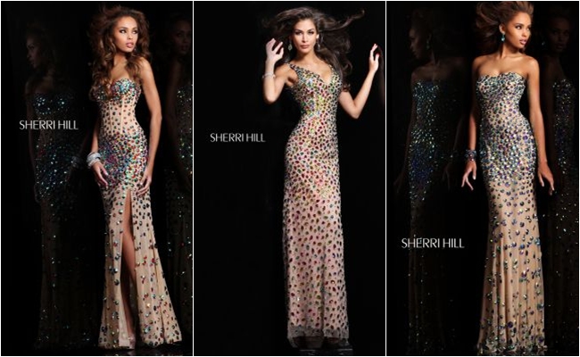 Sherri Hill long dresses with crystals