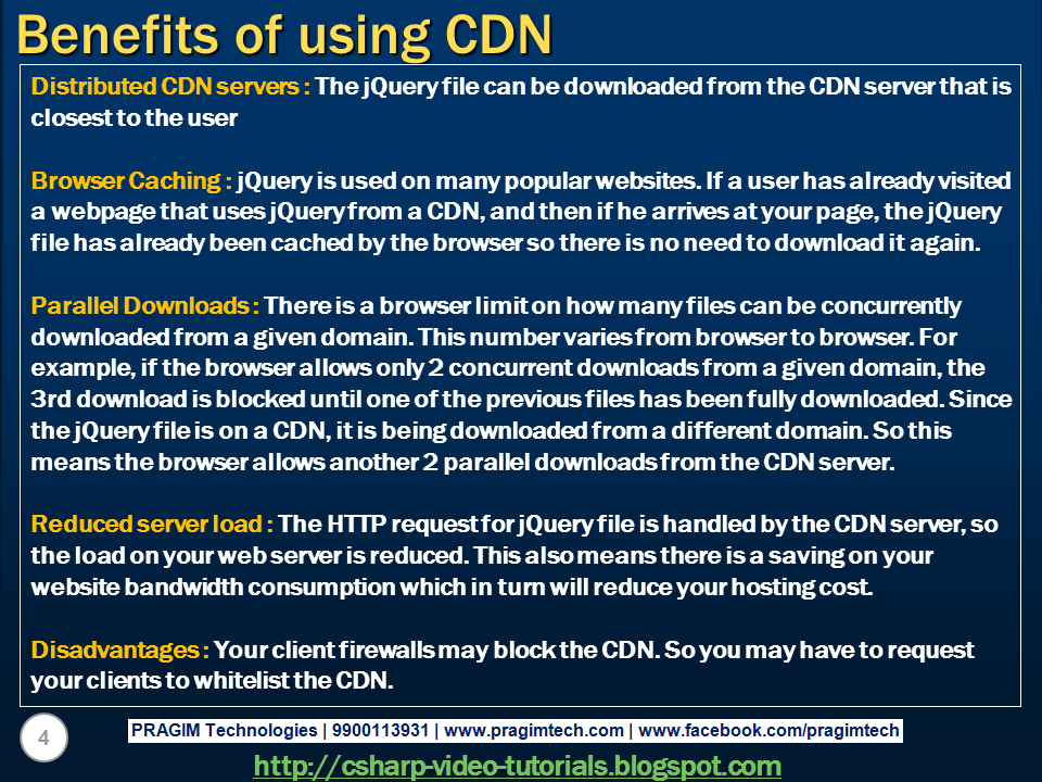 Sql server, and c video tutorial Benefits of using CDN