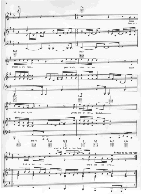 Dirty Dancing Shes Like the Wind Partituras para Piano