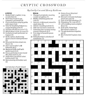 cryptic crossword national forum rathvon feats brings cox circus performer witnessed puzzle mind theme amazing today