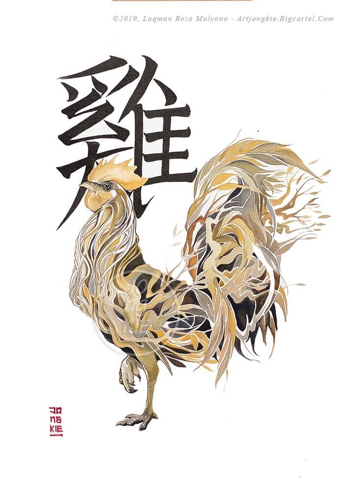 10-The-Rooster-jongkie-Year-of-the-Pig-Chinese-New-Year-Zodiac-Drawings
