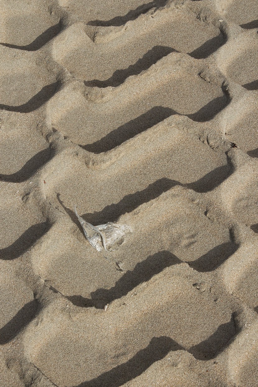piece of plastic in sand