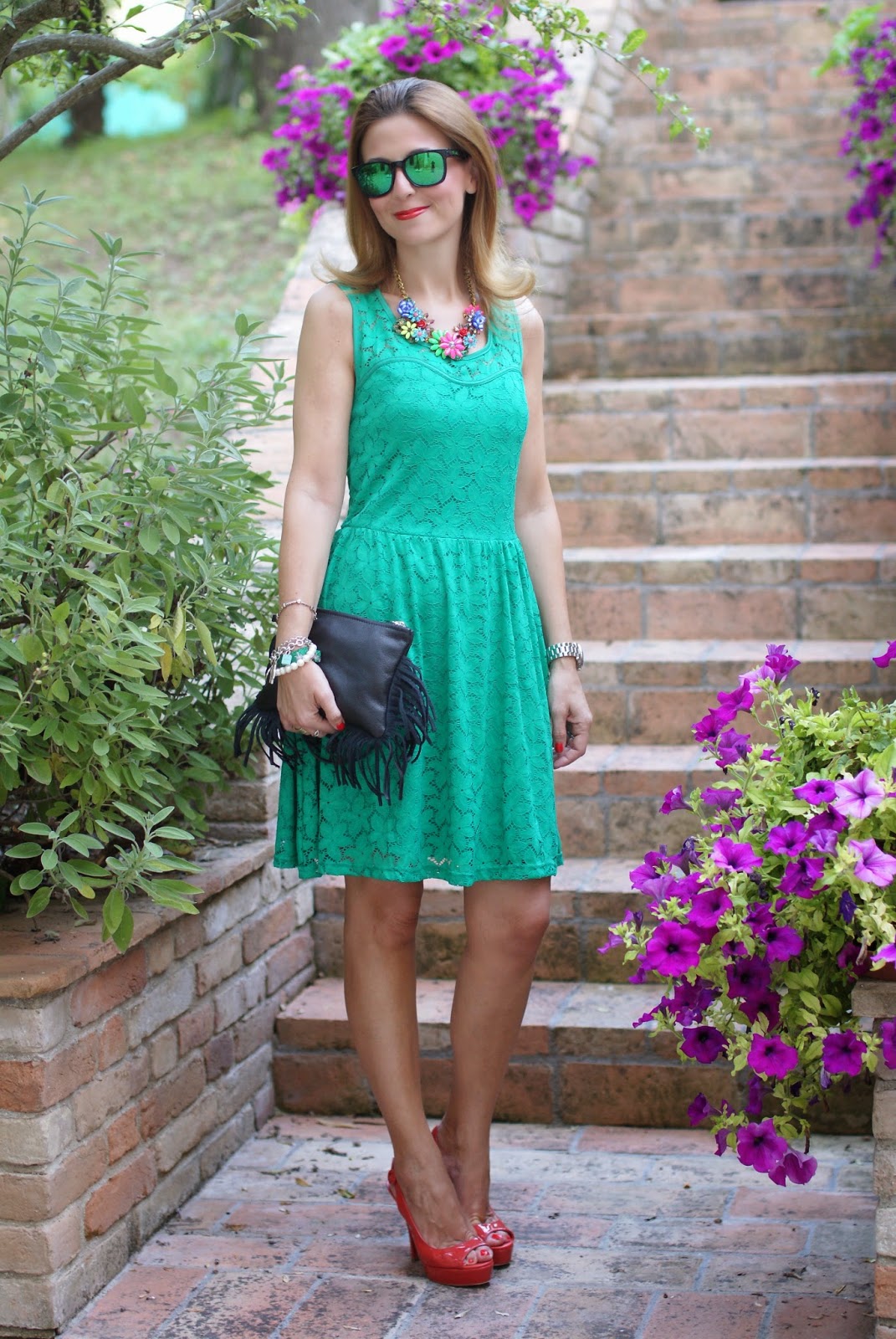 Green lace, tropical hat | Fashion and Cookies - fashion and beauty blog