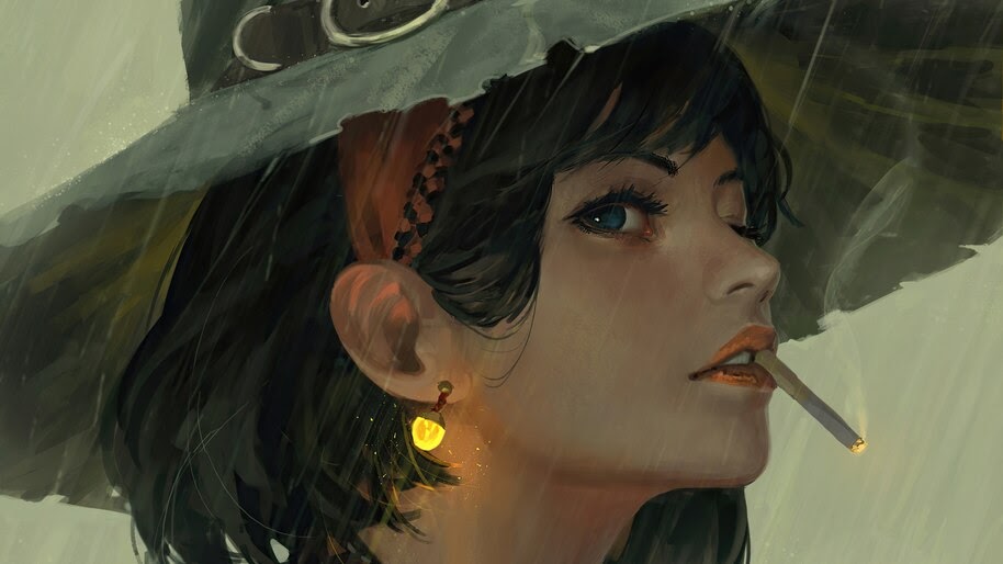 Girl, Smoking, Art, Fantasy, 4K, #6.776