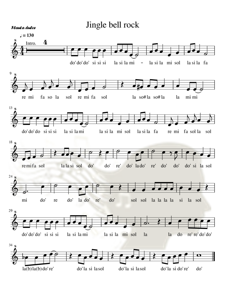 De música, artes y más. Jingle Bell Rock partitura para flauta dulce