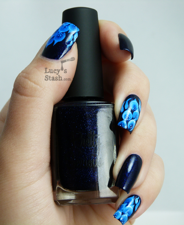 Lucy's Stash - Blue fire one stroke nail art