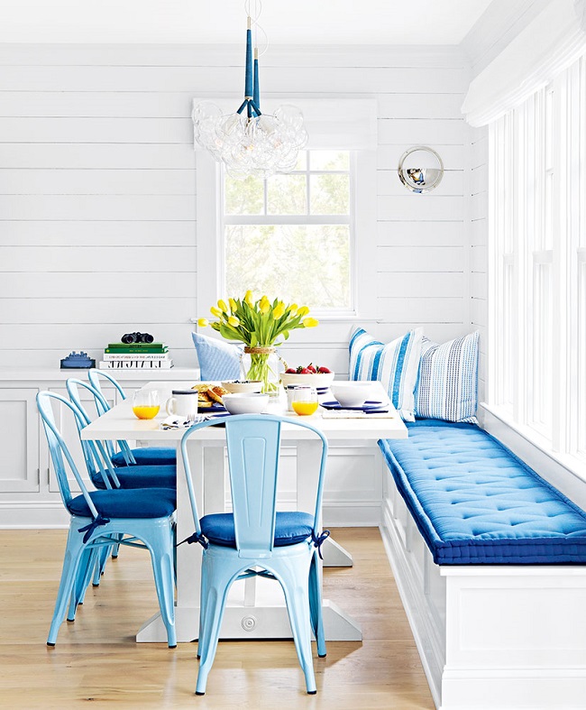 Inside a bright and cheery nautical-inspired beach home!